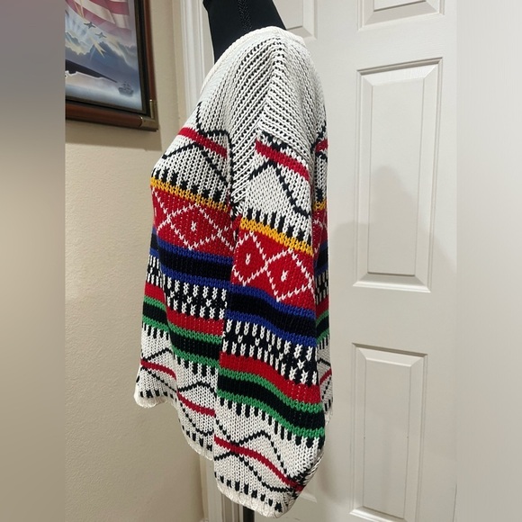 HUNT-CLUB VINTAGE 90s COLORFUL GEOMETRIC STRIPES SWEATER WOMENS SIZE M. - Picture 6 of 7